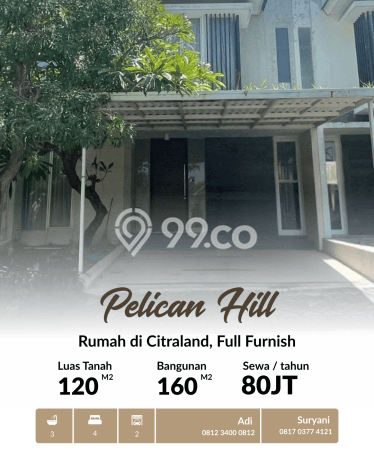 Rumah sewa siap huni 4 Kamar Tidur di Citraland, Surabaya Rumah sewa siap huni 4 Kamar Tidur di Citraland, Surabaya