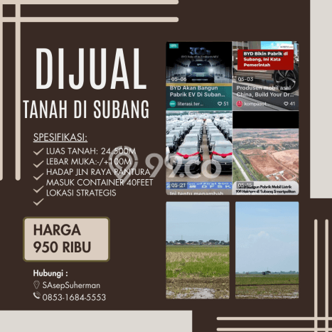 Tanah Dijual Lokasi Pamanukan, Subang dengan Luas Tanah 24500m2 dan Status SHM Tanah Dijual Lokasi Pamanukan, Subang dengan Luas Tanah 24500m2 dan Status SHM