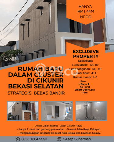 Rumah Luas Asri 5 KT Siap Pakai di Cikunir Bekasi Rumah Luas Asri 5 KT Siap Pakai di Cikunir Bekasi