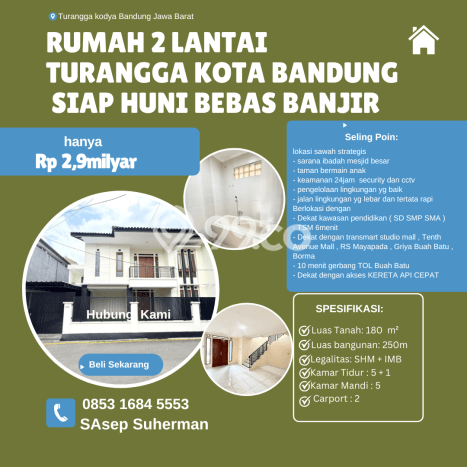 Ready to Use! Premium House LT 180m2 Desain Modern di Turangga Ready to Use! Premium House LT 180m2 Desain Modern di Turangga