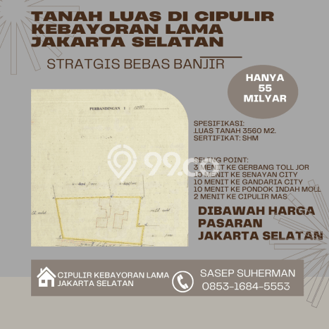 Lahan untuk Dijual di Kebayoran Lama Jakarta Selatan Luas 3560m2 Lahan untuk Dijual di Kebayoran Lama Jakarta Selatan Luas 3560m2