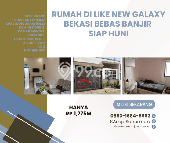 Hunian Nyaman Asri 2 KT Siap Huni di Galaxy Bekasi Hunian Nyaman Asri 2 KT Siap Huni di Galaxy Bekasi