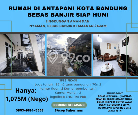 Jual Rumah Bagus Siap Huni LB 70m2 di Antapani, Bandung Jual Rumah Bagus Siap Huni LB 70m2 di Antapani, Bandung