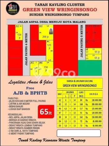 Tanah Kavling di Tumpang Dijual dengan Luas 71m2 Tanah Kavling di Tumpang Dijual dengan Luas 71m2