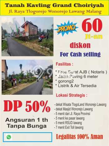 Tanah Dijual Lokasi Lawang, Malang Luas 69m2 Legalitas Aman Tanah Dijual Lokasi Lawang, Malang Luas 69m2 Legalitas Aman
