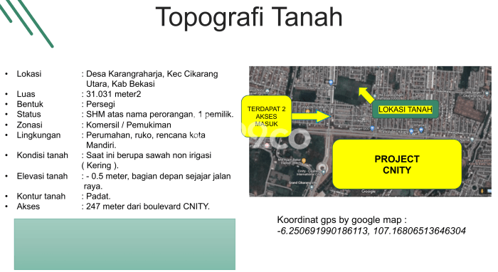 Tanah Dijual Lokasi Cikarang Utara, Bekasi Luas 31031m2 Legalitas Aman Tanah Dijual Lokasi Cikarang Utara, Bekasi Luas 31031m2 Legalitas Aman
