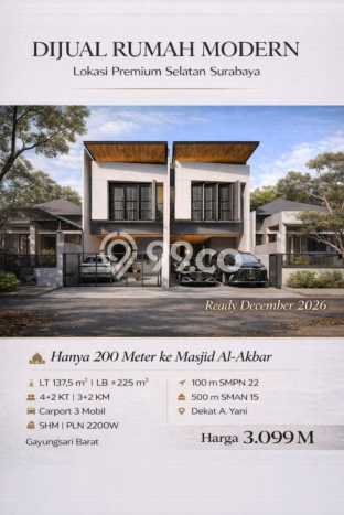 Rumah Eksklusif Dijual LT 137m2 di Gayungan, Surabaya Rumah Eksklusif Dijual LT 137m2 di Gayungan, Surabaya