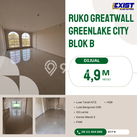 Untuk Dijual Ruko di Cipondoh Tangerang LT 67m2 / LB 236m2 Untuk Dijual Ruko di Cipondoh Tangerang LT 67m2 / LB 236m2