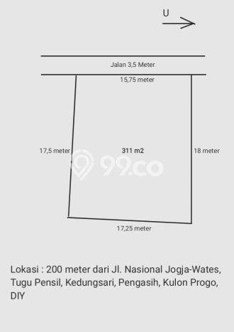 Jual Tanah di Sentolo, Luas 311m², Dekat Pusat Kota Jual Tanah di Sentolo, Luas 311m², Dekat Pusat Kota
