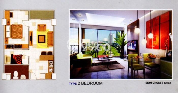 Siap Huni Apartemen 2 KT 1 KM di HR Muhammad Luas 52m2 Siap Huni Apartemen 2 KT 1 KM di HR Muhammad Luas 52m2