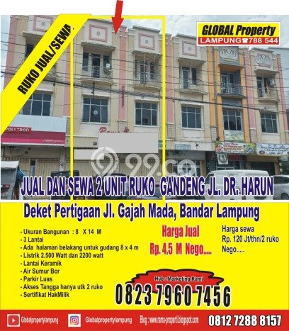 Unit Ruko Strategis di Tanjung Karang Pusat, Bandar Lampung Potensi Bisnis Besar Unit Ruko Strategis di Tanjung Karang Pusat, Bandar Lampung Potensi Bisnis Besar