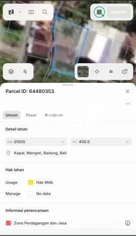Dijual Tanah Lokasi Kapal, Badung Seluas 400m2 Dijual Tanah Lokasi Kapal, Badung Seluas 400m2