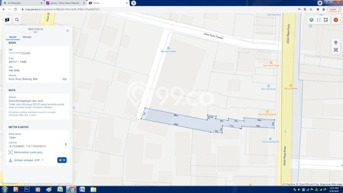 Tanah di Kuta, Badung Luas 757m2 Dijual Segera Tanah di Kuta, Badung Luas 757m2 Dijual Segera