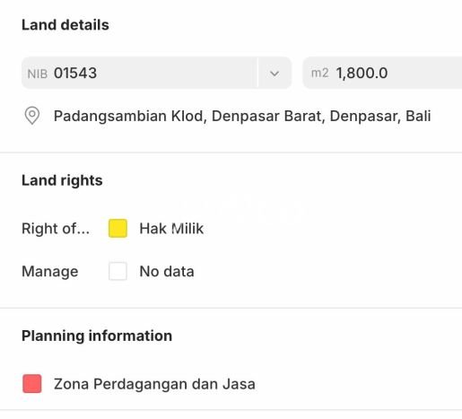 Lahan untuk Dijual di Denpasar Barat Denpasar Luas 1800m2 Lahan untuk Dijual di Denpasar Barat Denpasar Luas 1800m2
