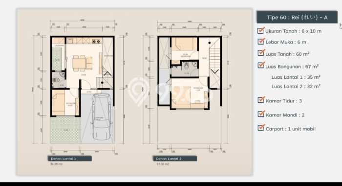 Rumah Modern 2 Kamar LT 60m2 di Jatiwarna Rumah Modern 2 Kamar LT 60m2 di Jatiwarna