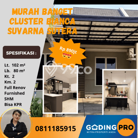 Rumah Modern 2 Kamar LT 102m2 di Suvarna Sutera Rumah Modern 2 Kamar LT 102m2 di Suvarna Sutera