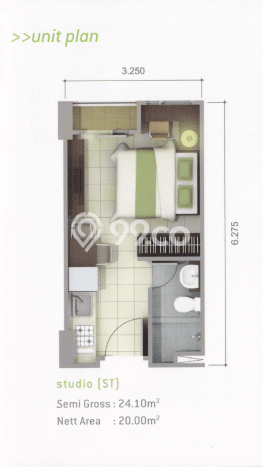 Dijual Apartemen 0 KT di Tangerang Luas 24m2 Dijual Apartemen 0 KT di Tangerang Luas 24m2