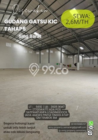 Unit Gudang disewakan di Semarang Barat Semarang dengan LT 5610m2 / LB 3605m2 Unit Gudang disewakan di Semarang Barat Semarang dengan LT 5610m2 / LB 3605m2