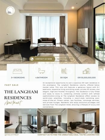 FOR SALE Hunian Apartemen High-Class di Kebayoran Baru dengan 3 Kamar Tidur & Luas 351m2 FOR SALE Hunian Apartemen High-Class di Kebayoran Baru dengan 3 Kamar Tidur & Luas 351m2