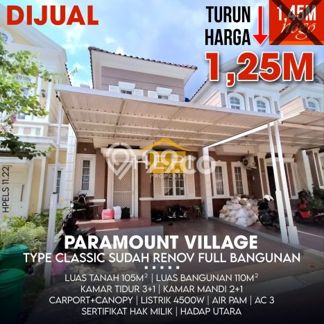 PARAMOUNT VILLAGE, JUAL MURAH BAWAH HARGA PASAR PARAMOUNT VILLAGE, JUAL MURAH BAWAH HARGA PASAR