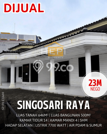PROPERTI PILIHAN! Rumah di Semarang Tengah, Luas 646m2m² LB 500m2m² PROPERTI PILIHAN! Rumah di Semarang Tengah, Luas 646m2m² LB 500m2m²