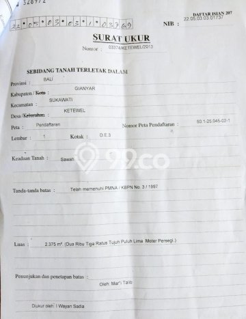 Tanah Kavling Dijual di Gianyar dengan Spesifikasi 2375m2 Tanah Kavling Dijual di Gianyar dengan Spesifikasi 2375m2