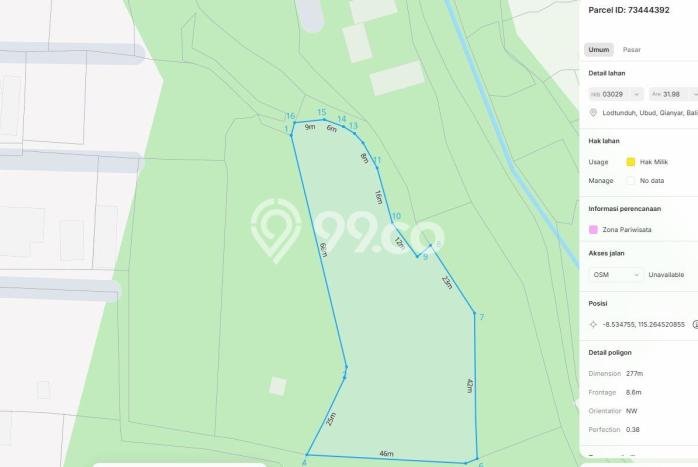 Tanah di Ubud, Gianyar Luas 8924m2 Dijual Segera Tanah di Ubud, Gianyar Luas 8924m2 Dijual Segera