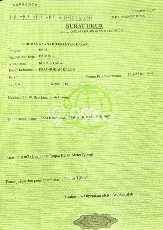Dijual Tanah Lokasi Seminyak, Badung Seluas 214m2 Dijual Tanah Lokasi Seminyak, Badung Seluas 214m2