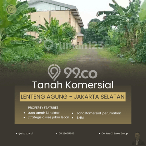 Untuk Dijual Tanah 11425m2 di Lenteng Agung, Jakarta Selatan Untuk Dijual Tanah 11425m2 di Lenteng Agung, Jakarta Selatan