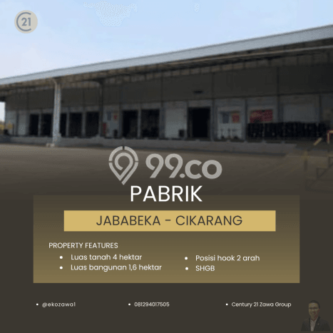 Pabrik Dijual di Prime Area Bekasi Luas 16000m2 Pabrik Dijual di Prime Area Bekasi Luas 16000m2
