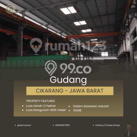 Unit Gudang Dijual di Bekasi LT 11000m2 & LB 1400m2 Unit Gudang Dijual di Bekasi LT 11000m2 & LB 1400m2