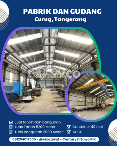 INVESTASI POTENSIAL! Pabrik Kawasan Curug, Luas 3000m², Area Bisnis INVESTASI POTENSIAL! Pabrik Kawasan Curug, Luas 3000m², Area Bisnis