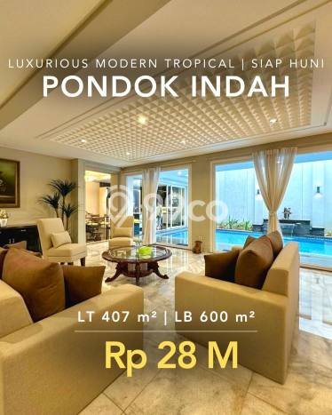 For Sale! Luxury House LT 407m2 Desain Elegan di Pondok Indah For Sale! Luxury House LT 407m2 Desain Elegan di Pondok Indah