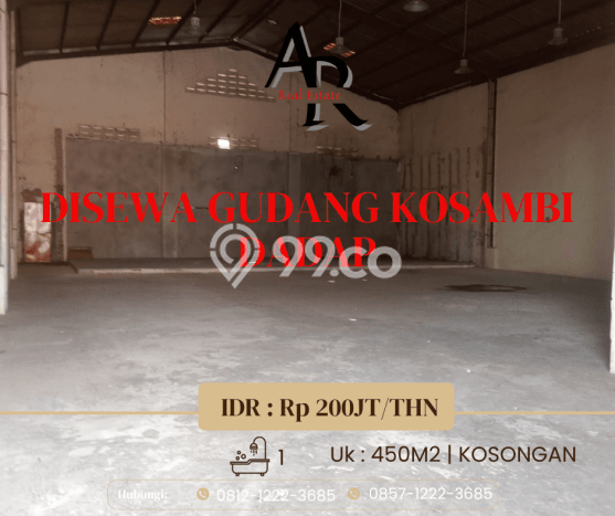 Disewakan Gudang Strategis Kawasan , Luas 400m2m², Area Utama Disewakan Gudang Strategis Kawasan , Luas 400m2m², Area Utama