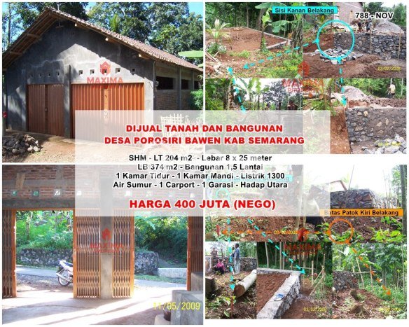 Unit Gudang Dijual di Bawen Semarang 374m2 Unit Gudang Dijual di Bawen Semarang 374m2