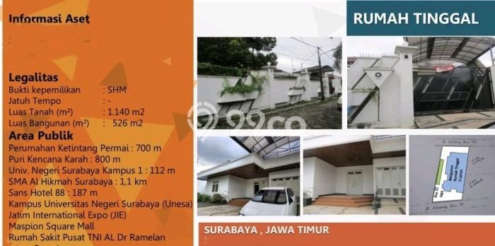 For Sale! Luxury House LT 1140m2 Desain Modern di Ketintang For Sale! Luxury House LT 1140m2 Desain Modern di Ketintang