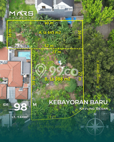 LOKASI STRATEGIS! Tanah Kawasan Kebayoran Baru, Luas 1633m², Tepi Jalan Utama LOKASI STRATEGIS! Tanah Kawasan Kebayoran Baru, Luas 1633m², Tepi Jalan Utama