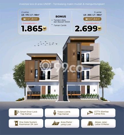 Investasi Kost Dijual di Tembalang, Semarang, Spesifikasi 11 KT, 11 KM, 175m2 Investasi Kost Dijual di Tembalang, Semarang, Spesifikasi 11 KT, 11 KM, 175m2
