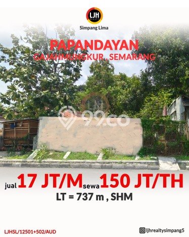 Tanah Disewakan Lokasi Sampangan Semarang Luas 737m2 Tanah Disewakan Lokasi Sampangan Semarang Luas 737m2