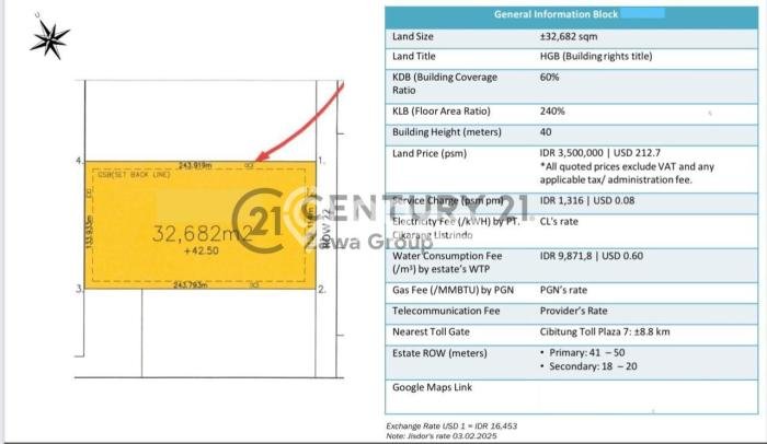 Tanah Kavling Dijual di Bekasi, Bekasi dengan Luas Tanah 32682m2 Tanah Kavling Dijual di Bekasi, Bekasi dengan Luas Tanah 32682m2