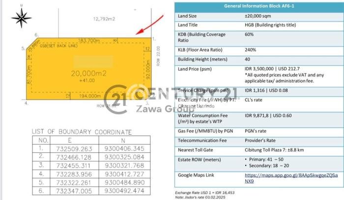 Untuk Dijual Tanah di Bekasi, Luas 20000m2 - Untuk Dijual Tanah di Bekasi, Luas 20000m2 -