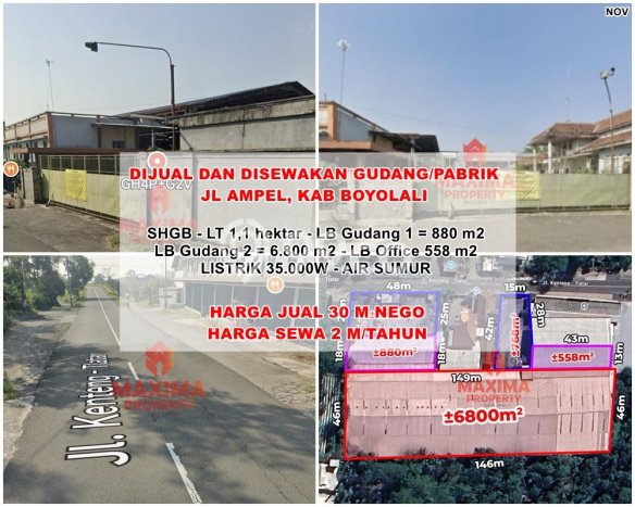 Disewakan Gudang di Kawasan Ramai Boyolali Kota Luas 7000m2 Disewakan Gudang di Kawasan Ramai Boyolali Kota Luas 7000m2