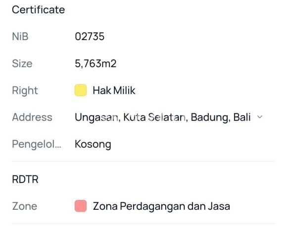 Tanah Kavling Dijual di Ungasan, Badung dengan Luas Tanah 5763m2 Tanah Kavling Dijual di Ungasan, Badung dengan Luas Tanah 5763m2