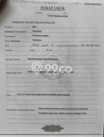 Dijual Tanah 3412m2 di Sanur, Denpasar Dijual Tanah 3412m2 di Sanur, Denpasar