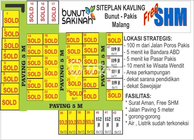 Dijual Tanah di Pakis Malang Luas 66m2 SHM Dijual Tanah di Pakis Malang Luas 66m2 SHM