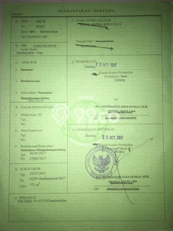 Kavling Tanah Dijual di Dau Malang Spesifikasi 171m2 Kavling Tanah Dijual di Dau Malang Spesifikasi 171m2