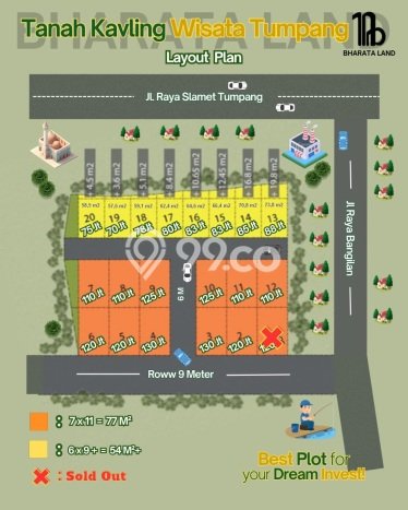 Lahan Kosong Dijual di Tumpang, Malang, Luas 57m2 Area Strategis Lahan Kosong Dijual di Tumpang, Malang, Luas 57m2 Area Strategis