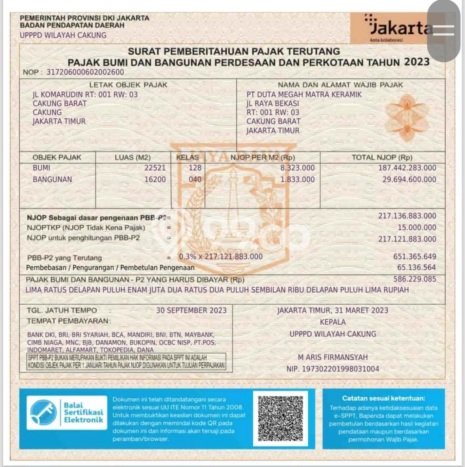 Unit Pabrik Dijual di Cakung Jakarta Timur Luas Bangunan 16200m2 Unit Pabrik Dijual di Cakung Jakarta Timur Luas Bangunan 16200m2