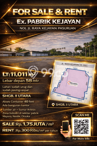 Lahan untuk Dijual Lokasi Kejayan, Pasuruan Luas 11011m2 - Lahan untuk Dijual Lokasi Kejayan, Pasuruan Luas 11011m2 -
