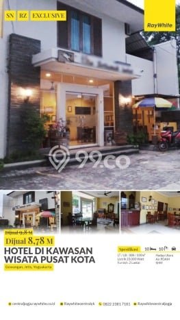 Hotel Kawasan Jetis, Luas 330m2m², Kawasan Bisnis Hotel Kawasan Jetis, Luas 330m2m², Kawasan Bisnis